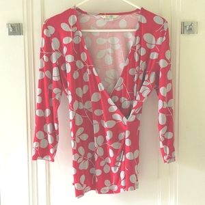 Boden leaf pattern wrap shirt